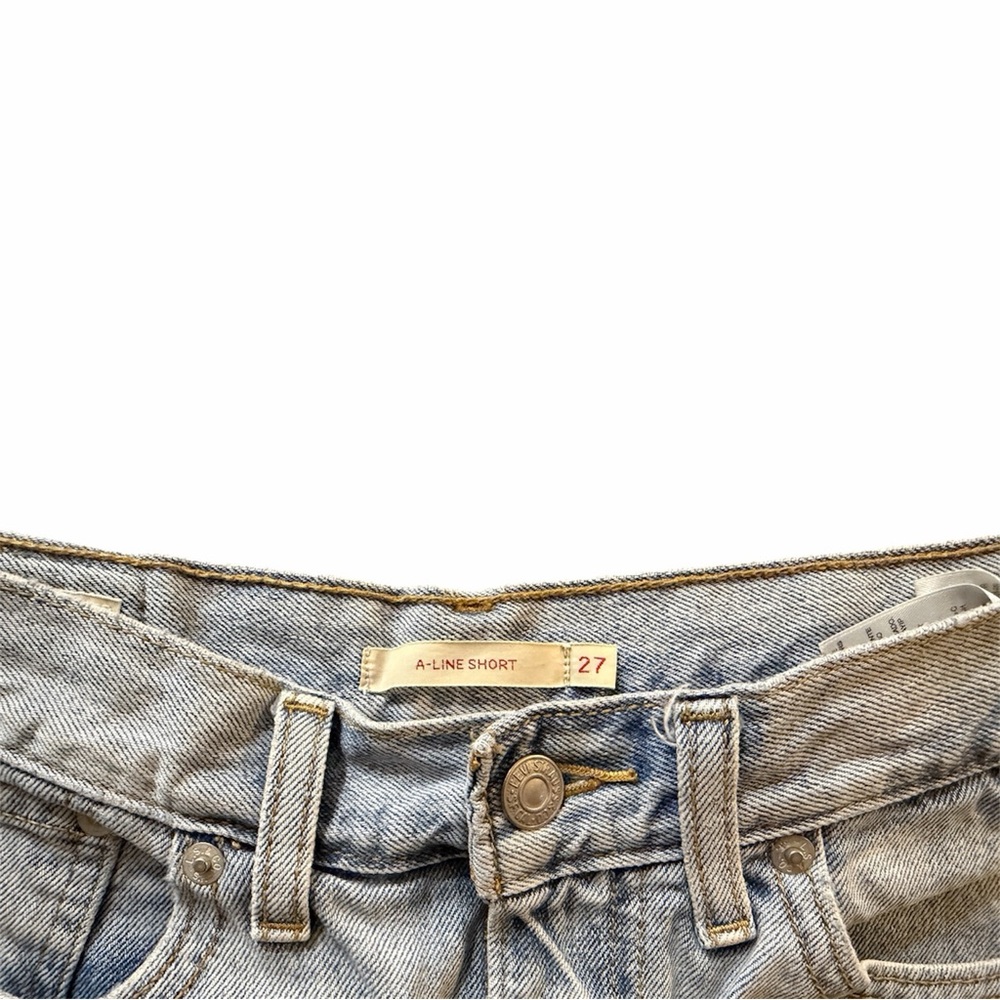 Levi's A-Line High-Rise Light Blue Denim Jean Shorts Cuffed Hem - Picture 2 of 5